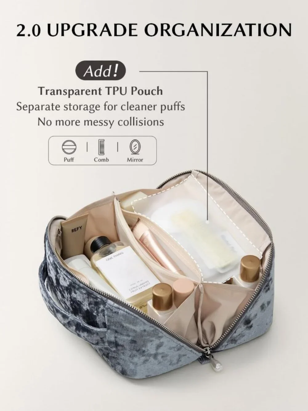 Large Capacity Waterproof Makeup Bag - Portable Toiletry Organizer for Travel